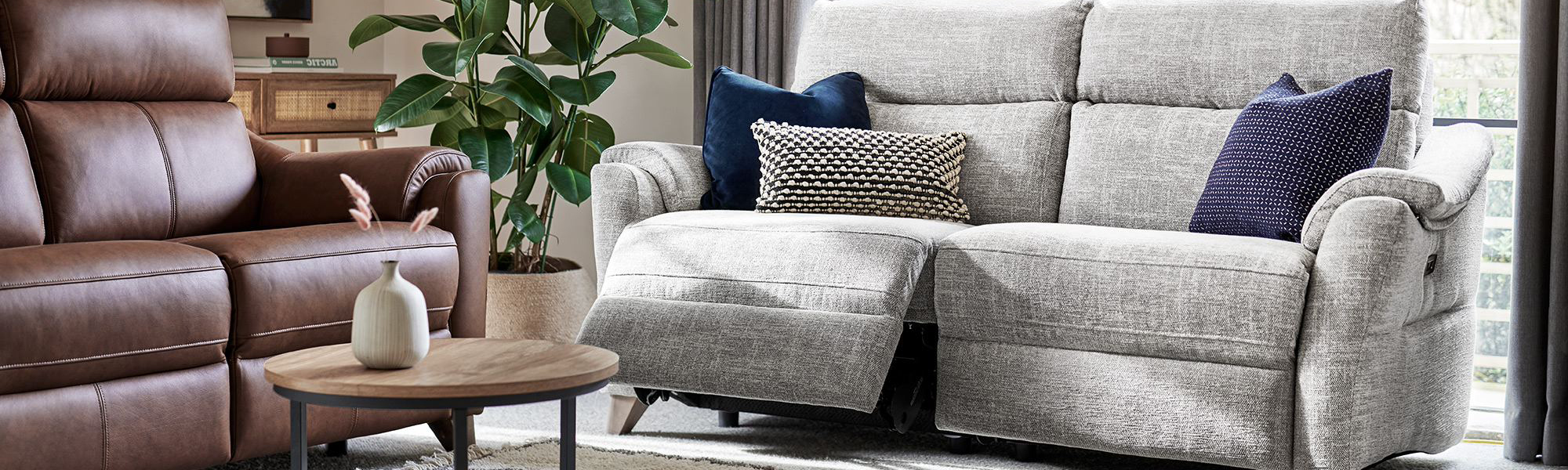 Fabric - 2 Seater Power Recliner Sofas