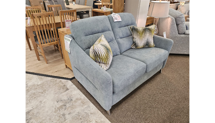 2 Str Sofa Fab - Aqua Clean Bison Metal Feet