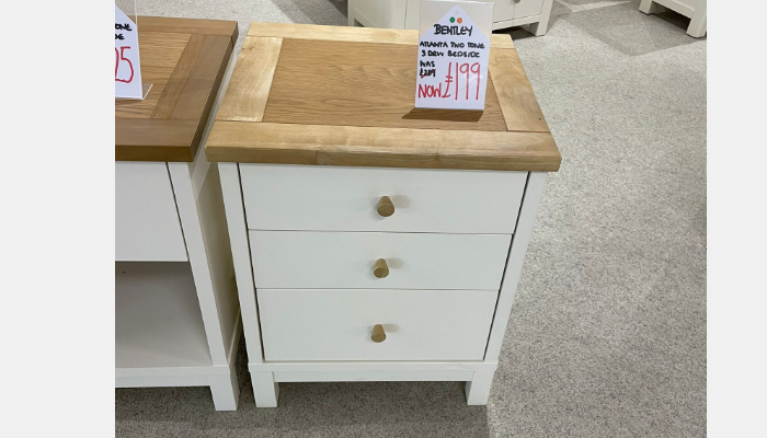 Two Tone 3 Drawer Bedside Table