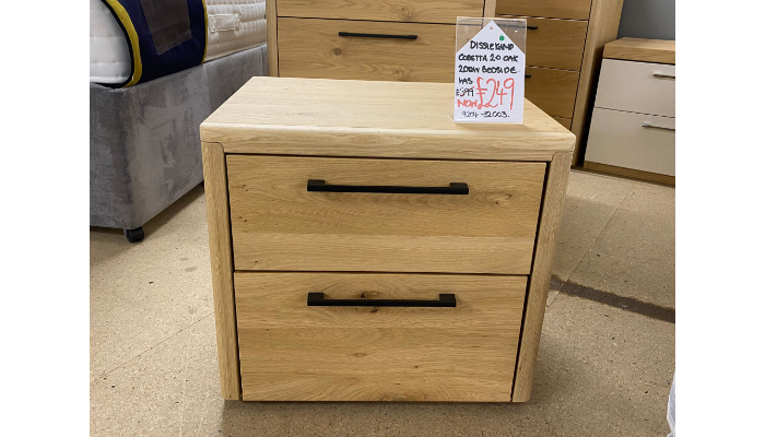 Oak 2 Drawer Bedside