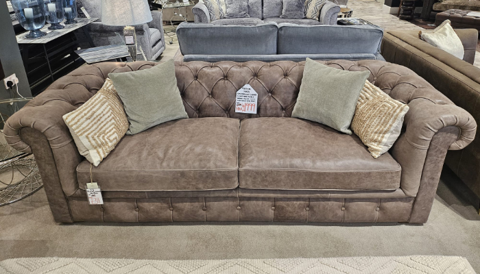 3 Str Sofa Lthr - Oak Feet