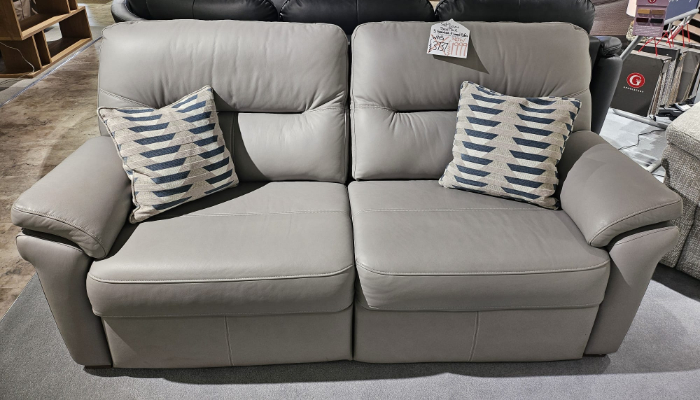3 Seater Fixed Sofa Lthr - Cambridge Grey