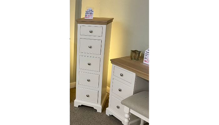 5 Drawer Narrow Chest Painted