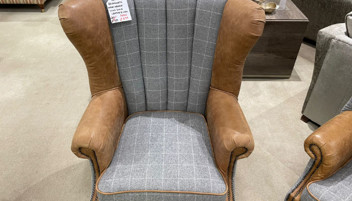 Wrap Around Wing Chair - Leather & Wool