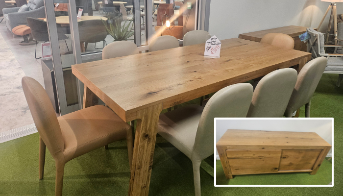 Dining Table, 8 Chairs & Sideboard