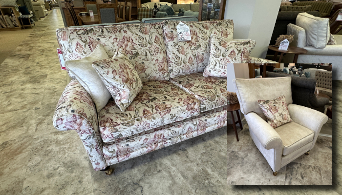 Large Sofa, Easy Chair & Hollywood Footstool