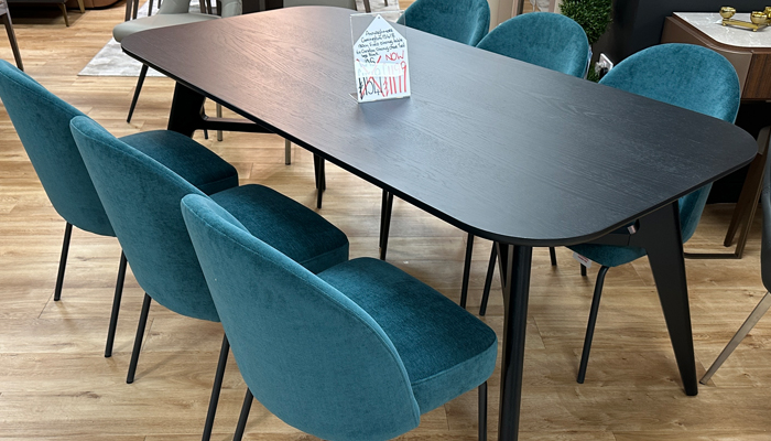 180cm Fixed Dining Table And 6 Creston Teal Chairs