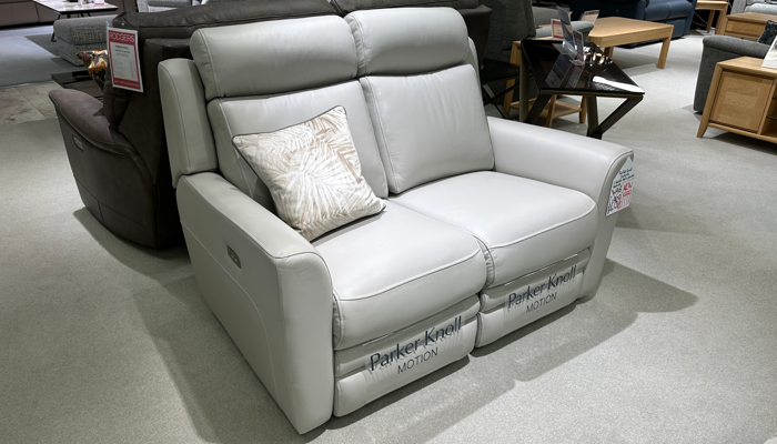 2 Seater Power Recliner Sofa - Leather Como Dove