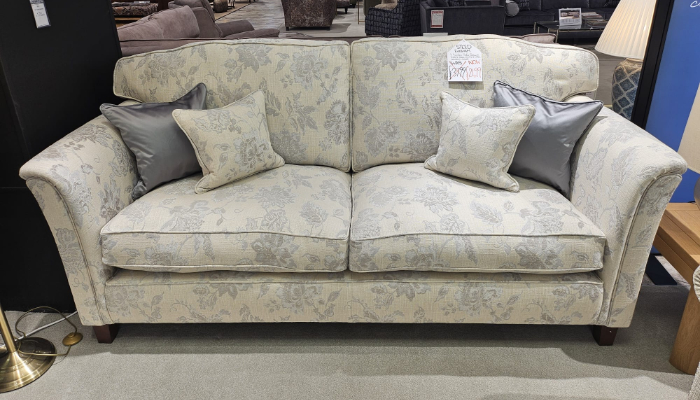 3 Str Sofa Fab - Hibiscus Stripe, Chrome Castors & Std Interiors